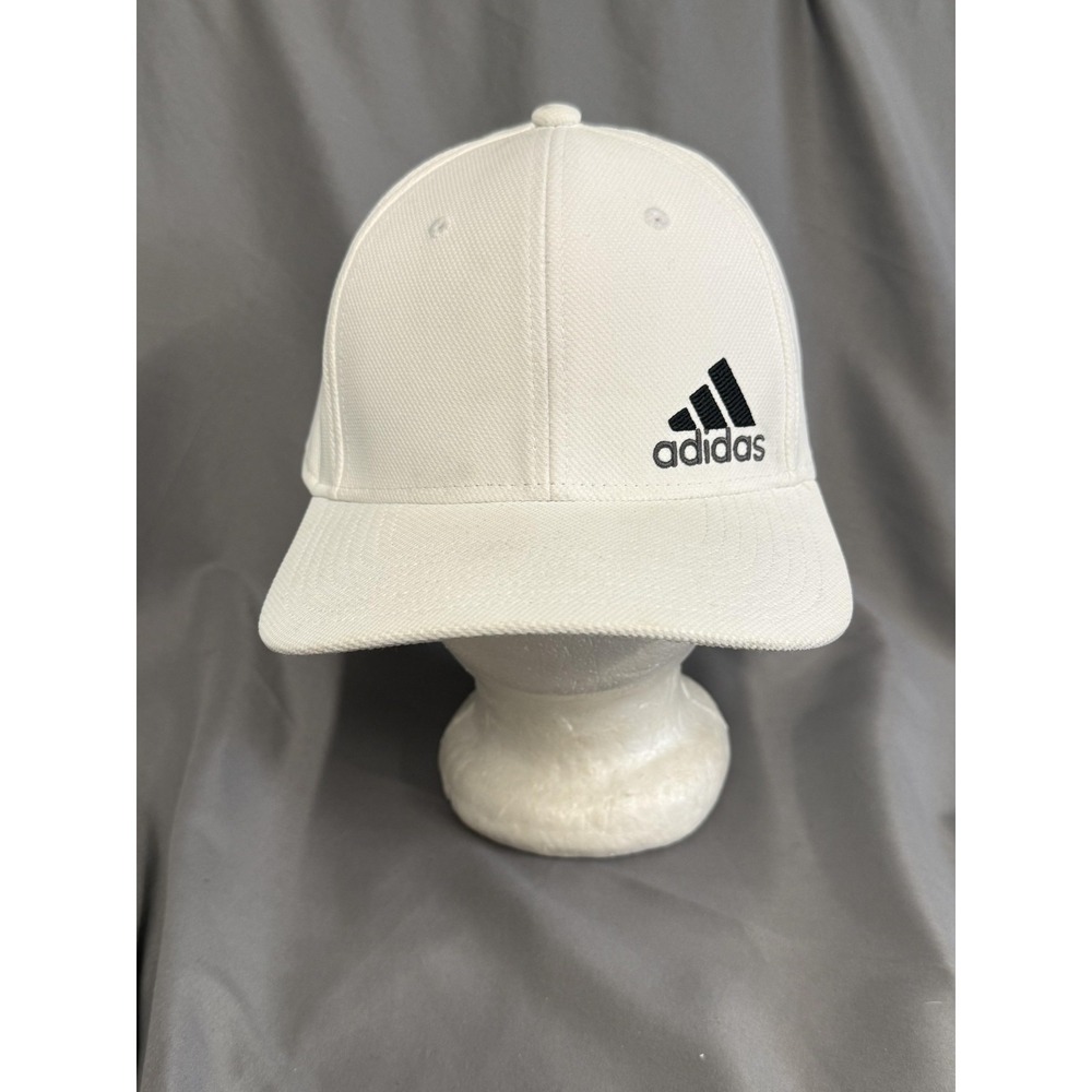 Adidas Hat Cap Fitted Mens‎ L XL White Onix Grey Black Athletic Golf Performance